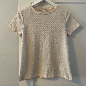 Waffle Knit Anthropologie T-Shirt - White with Gold Sparkles